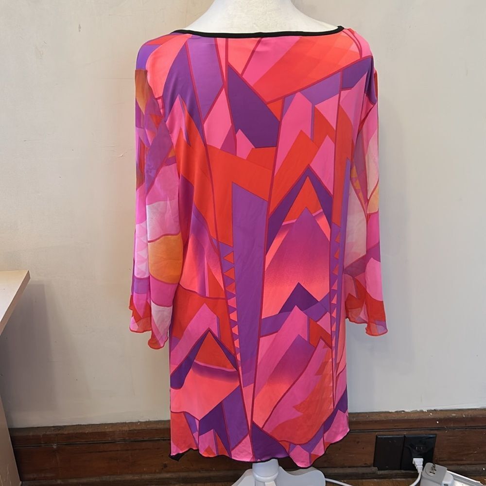 Peter Nygard Pink Purple Geometric Tunic - Picture 5 of 8